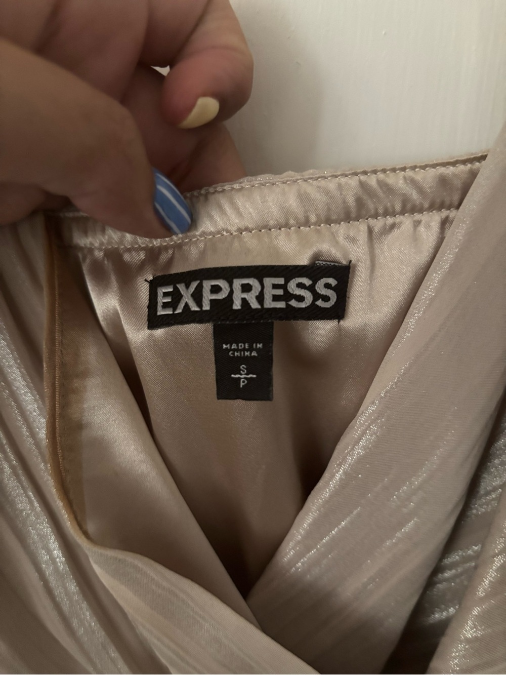 Express Champagne Pleated High Low Satin Dress Size S - Picture 4 of 10